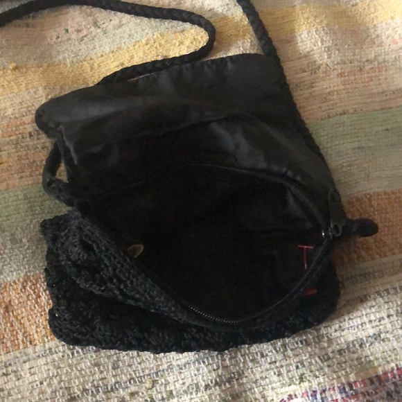 Crotched style vintage purse, with zipper, grey and black - Picture 3 of 3